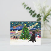 クリスマス魔法 – プードル – 標準 – 黒 シーズンポストカード (スタンド正面)