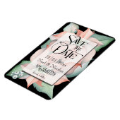 クリスマス魔法/ポインセチア日付を結婚保存 マグネット (左側)