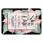 クリスマス魔法/ポインセチア日付を結婚保存 マグネット (横)