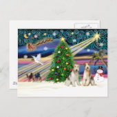 クリスマス魔法-ワイヤキツネテリア(2台) シーズンポストカード (正面/裏面)