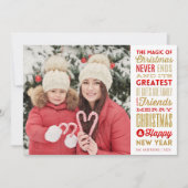 クリスマス魔法 | 休日タイポグラフィの写真カード カード (正面)