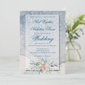 クリスマス魔法/水彩ポインセチア結婚ズ 案内状 (スタンド正面)