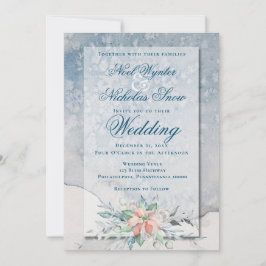 クリスマス魔法/水彩ポインセチア結婚ズ 案内状