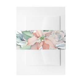 クリスマス魔法/水彩ポインセチア 招待状ベリーバンド