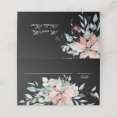 クリスマス魔法 |黒 |ポインセチ結婚アの プレイスカード (外部開封)