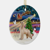クリスマス魔法- Afghan Hound (fawn) セラミックオーナメント (右)