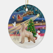 クリスマス魔法- Afghan Hound (fawn) セラミックオーナメント (左)