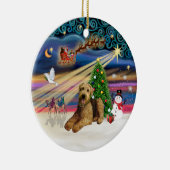 クリスマス魔法- Airedale 5 （横） セラミックオーナメント (右)