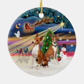 クリスマス魔法- Basenjis (2) セラミックオーナメント (裏面)