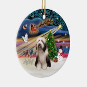 クリスマス魔法- Bearded Collie (P) セラミックオーナメント (右)