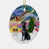 クリスマス魔法- Black Lab セラミックオーナメント (右)