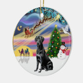 クリスマス魔法- Black Lab セラミックオーナメント (左)