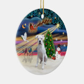 クリスマス魔法- Boxer （白） セラミックオーナメント (右)