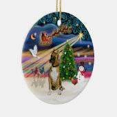 クリスマス魔法- Boxer 3 （ブラックマスク） セラミックオーナメント (右)