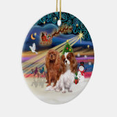 クリスマス魔法- Cavaliers (two-Ruby-Blenheim) セラミックオーナメント (右)