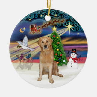 クリスマス魔法- Golden Retriever (K) セラミックオーナメント