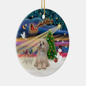 クリスマス魔法- Lhasa Apso (R2) セラミックオーナメント (右)
