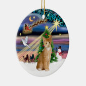 クリスマス魔法- Orange – 白いタビー猫40 セラミックオーナメント (右)