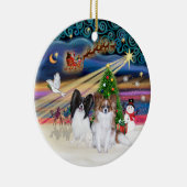 クリスマス魔法- Papillons (2-BW+Sable) セラミックオーナメント (右)