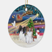 クリスマス魔法- Papillons (2-BW+Sable) セラミックオーナメント (左)