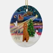 クリスマス魔法- Poodle (Standard apricot) セラミックオーナメント (右)