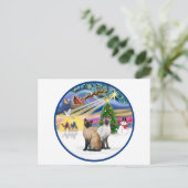 クリスマス魔法(R) – シャム猫2匹 シーズンポストカード (スタンド正面)