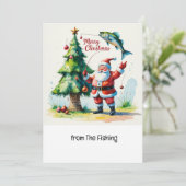クリスマス魚釣りホリデーカードとサンタクロース シーズンカード (スタンド正面)