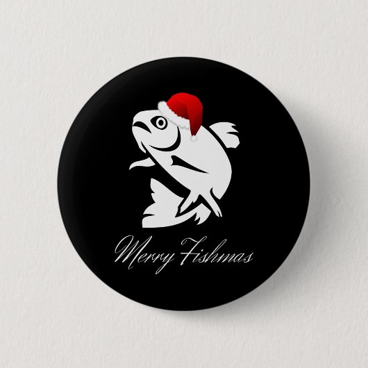 クリスマス魚釣りメリー- Fishmas 缶バッジ (正面)