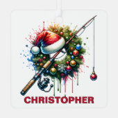 クリスマス魚釣り恋人名前をカスタムする メタルオーナメント (裏面)