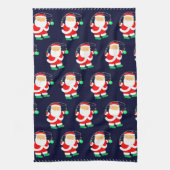 クリスマス魚釣り おもしろい キッチンタオル (縦)