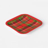クリスマス鮮やかな赤い緑の幾何学的タータンチェックパターン ペーパープレート (傾斜あり)