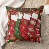 クリスマス鮮やかストッキング クッション (ブランケット)