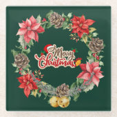 クリスマス鮮やかフローラコースター ガラスコースター (正面)