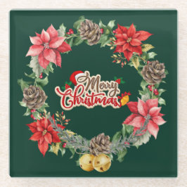 クリスマス鮮やかフローラコースター ガラスコースター