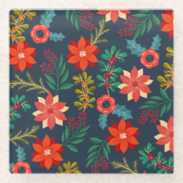 クリスマス鮮やかフローラコースター ガラスコースター