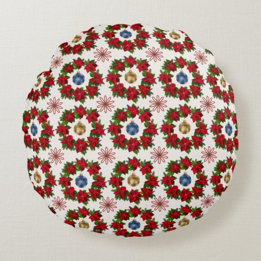 クリスマス鮮やかフローラ要素ラウンドピロー ラウンドクッション (正面)