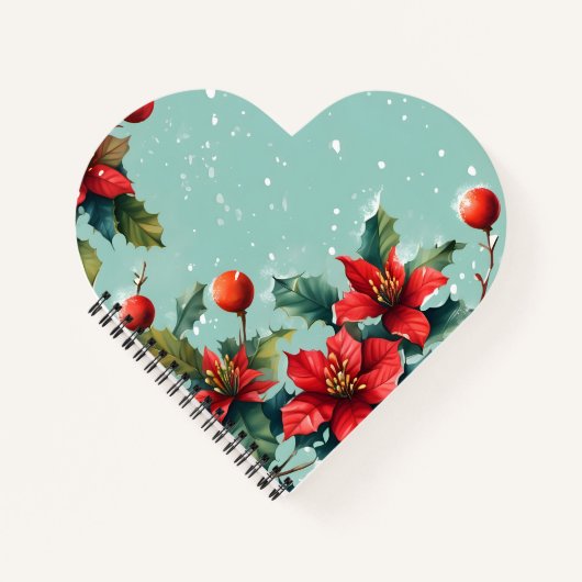 クリスマス鮮やか赤ポインセチア花 ノートブック (正面)