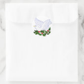 クリスマス鳩とホリー ラウンドシール (バッグ)