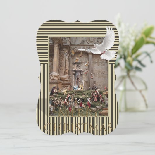 クリスマス鳩出生フラットグリーティングカードイエス カード (スタンド正面)