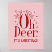 クリスマス鹿おもしろいイラストレーションポスター ポスター (正面)