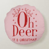 クリスマス鹿おもしろいイラストレーション円枕 ラウンドクッション (裏面)