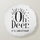 クリスマス鹿おもしろいイラストレーション円枕 ラウンドクッション (裏面)