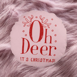 クリスマス鹿おもしろいイラストレーション円枕 ラウンドクッション