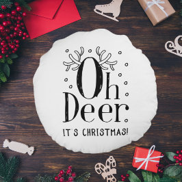 クリスマス鹿おもしろいイラストレーション円枕 ラウンドクッション
