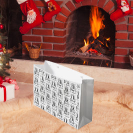 クリスマス鹿おもしろいイラストレーション大抱き枕 ラージペーパーバッグ