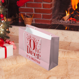 クリスマス鹿おもしろいイラストレーション大抱き枕 ラージペーパーバッグ