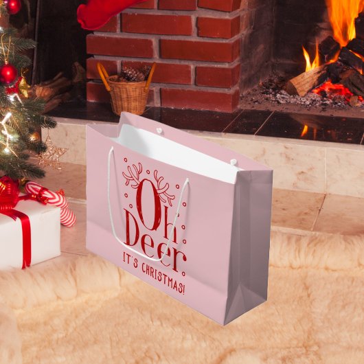 クリスマス鹿おもしろいイラストレーション大抱き枕 ラージペーパーバッグ