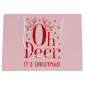 クリスマス鹿おもしろいイラストレーション大抱き枕 ラージペーパーバッグ (正面)