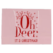 クリスマス鹿おもしろいイラストレーション大抱き枕 ラージペーパーバッグ (裏面)