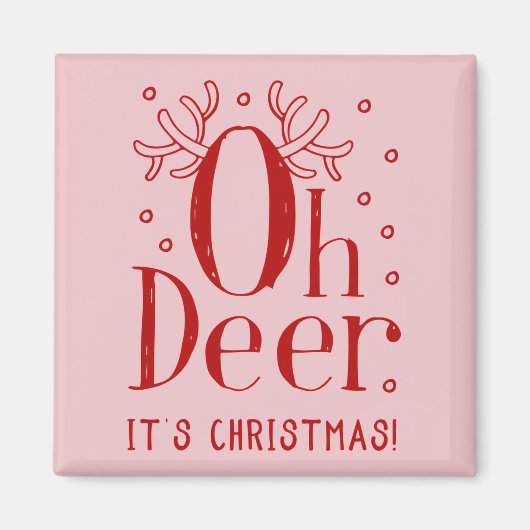 クリスマス鹿おもしろいイラストレーション磁石 マグネット (正面)